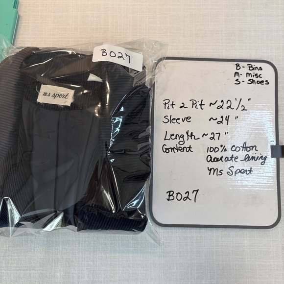 Vintage Preppy Minimalist Wide Wale Corduroy Navy Blazer Women’s M 80s Classic - Picture 12 of 12